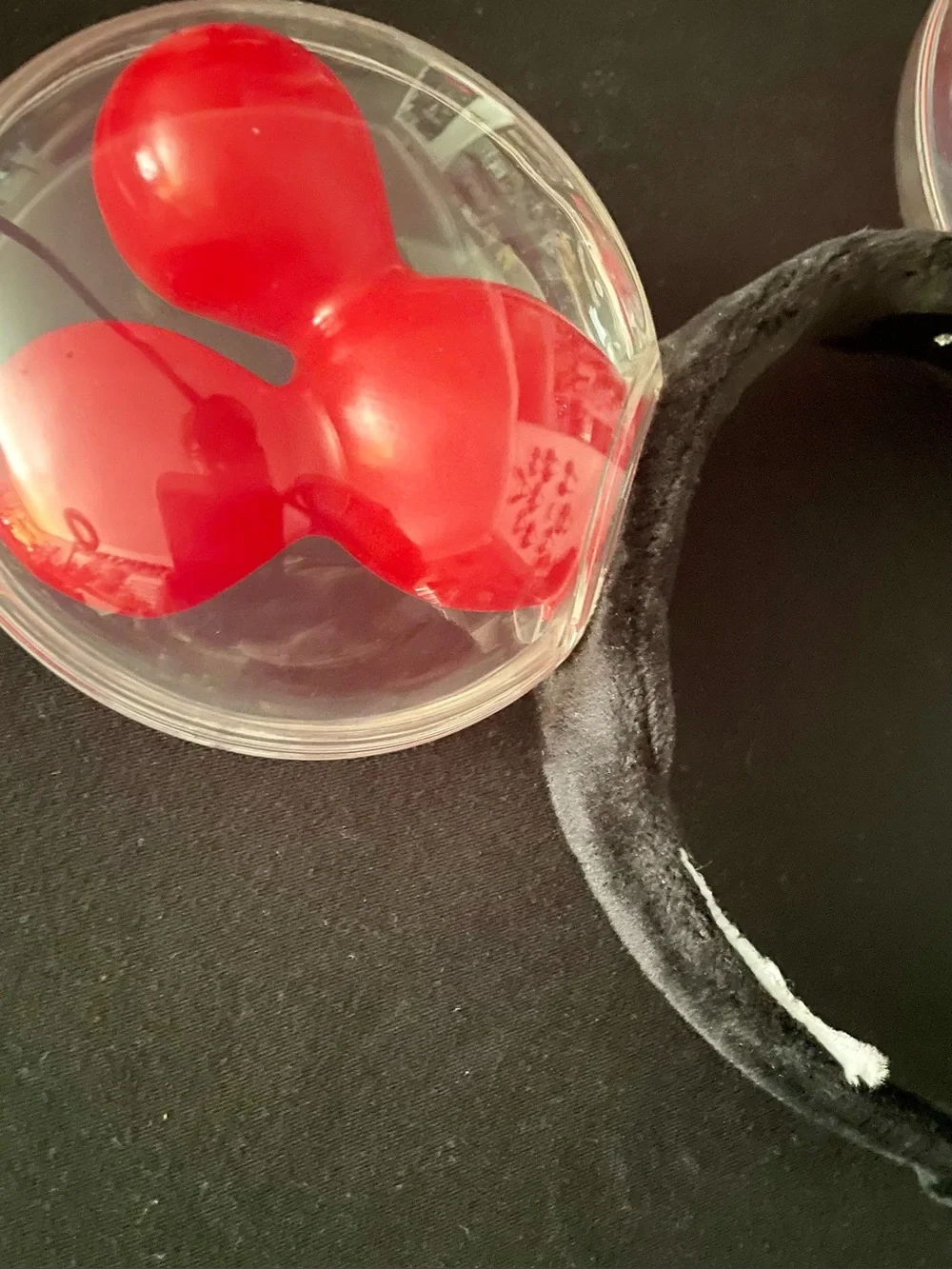 Mickey Ear Headband with Light Up Red Mickey Bubble Balloon Ears